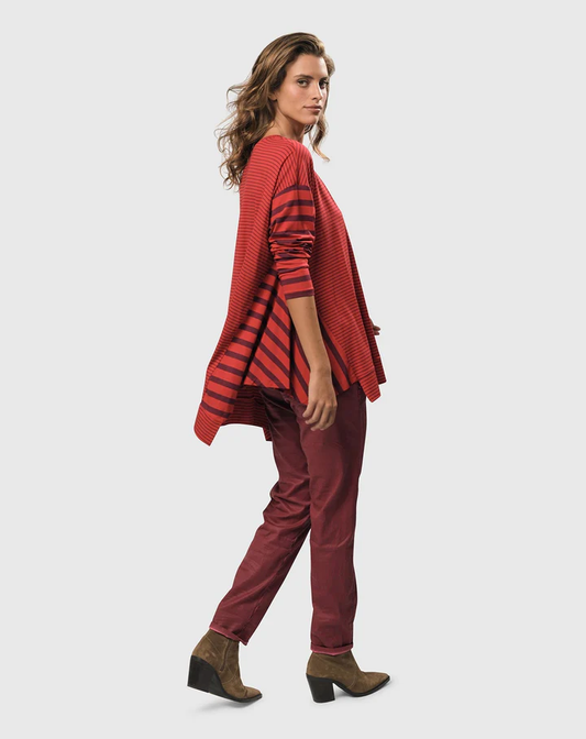 Alembika Raspberry Stripe Trapeze Top 7AT419R