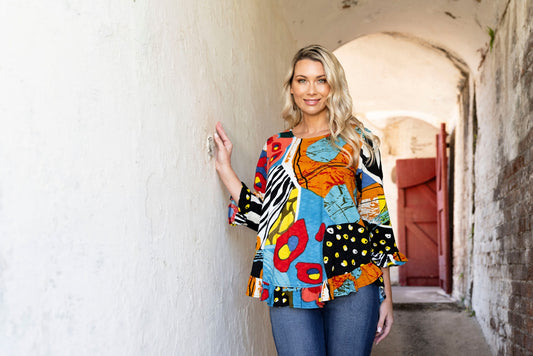 Orientique Plus Size Multi Ruffle Top 62579