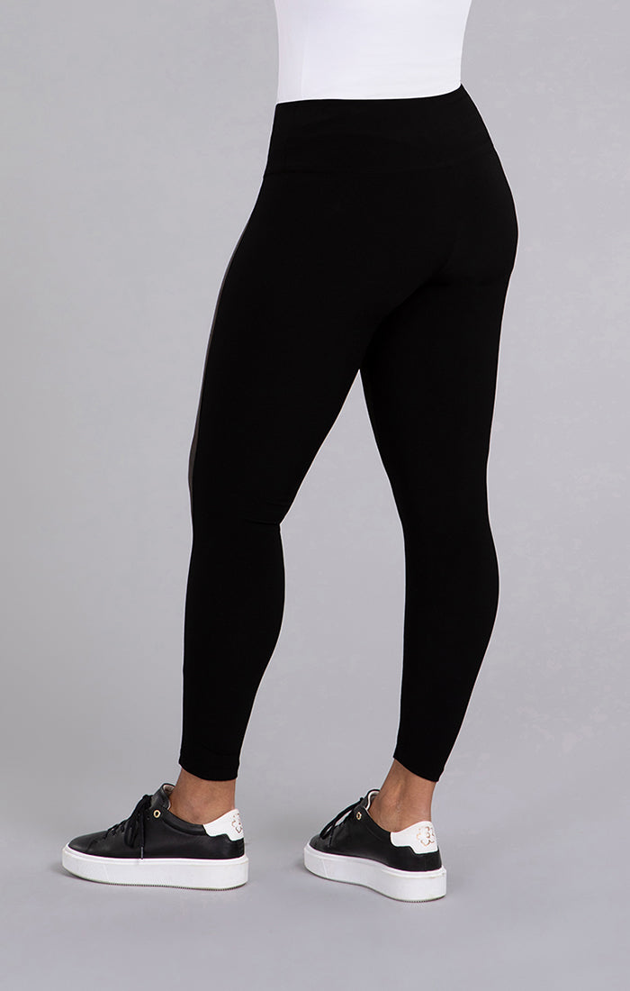 Sympli Black Mix Yoke Legging/Faux Suede 27270