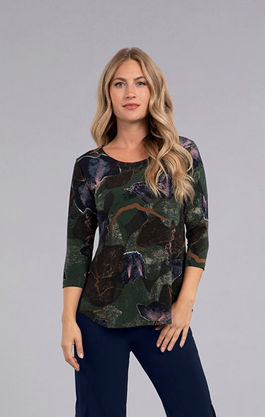 Sympli Plus Size Abstract Flower Go To Classic T Relax 22110RP-2