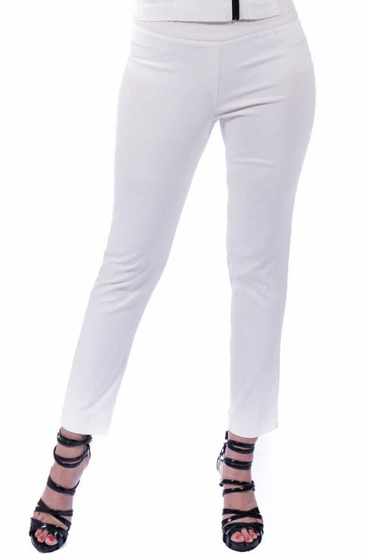 Multiples Plus Size White Wide Band Pull On Ankle Pant M2623PA