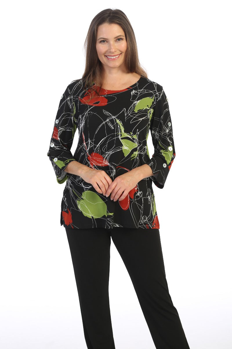 Jess & Jane Plus Size Multi Lovely Print Tunic Y9-1505X