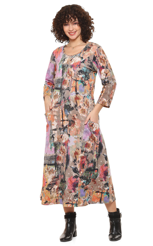 Parsley & Sage Plus Size Long Printed Dress 24W202D