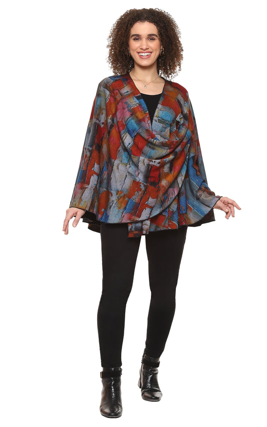 Parsley & Sage Plus Size Multi Reversible Cape 24W2525