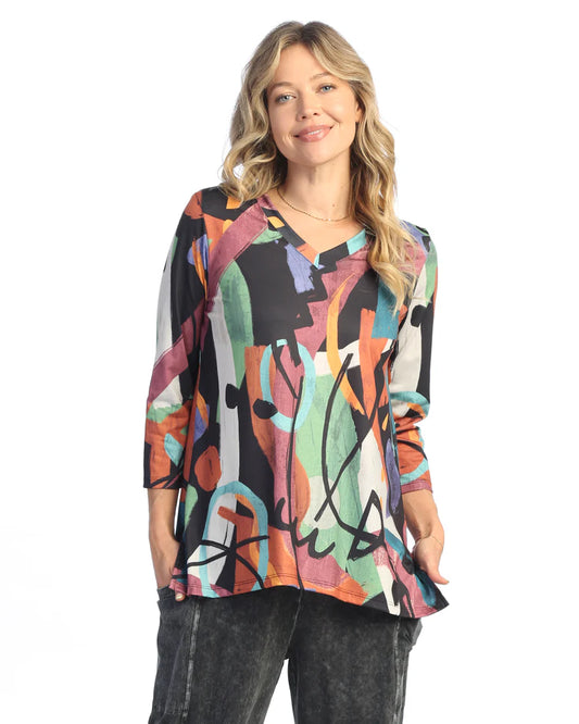 Jess & Jane Plus Size Multi Ponderosa Tunic 25-1963X