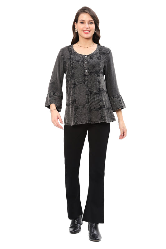 Parsley & Sage Plus Size Black Betsy Top 25F580CP