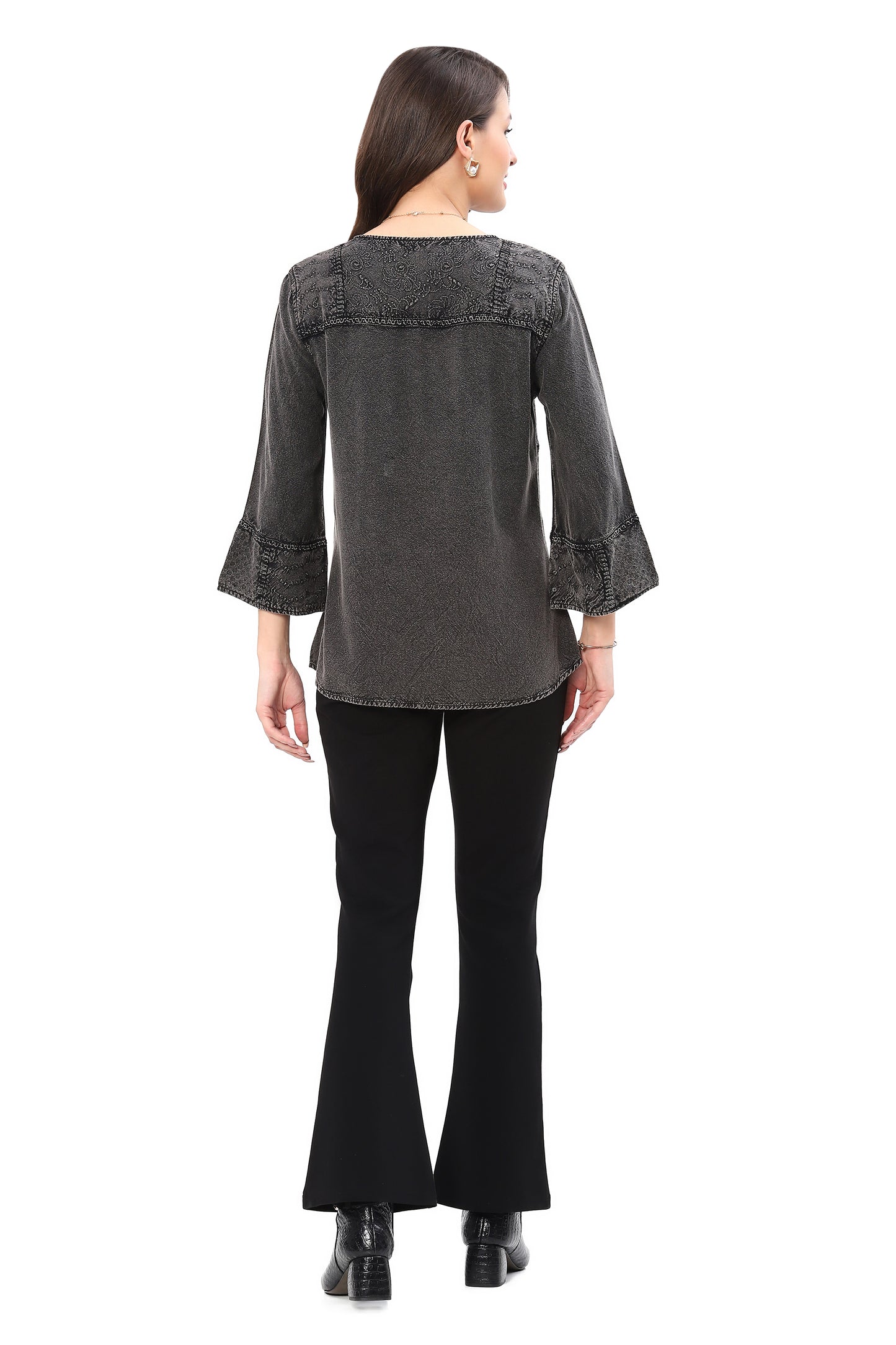 Parsley & Sage Plus Size Black Betsy Top 25F580CP