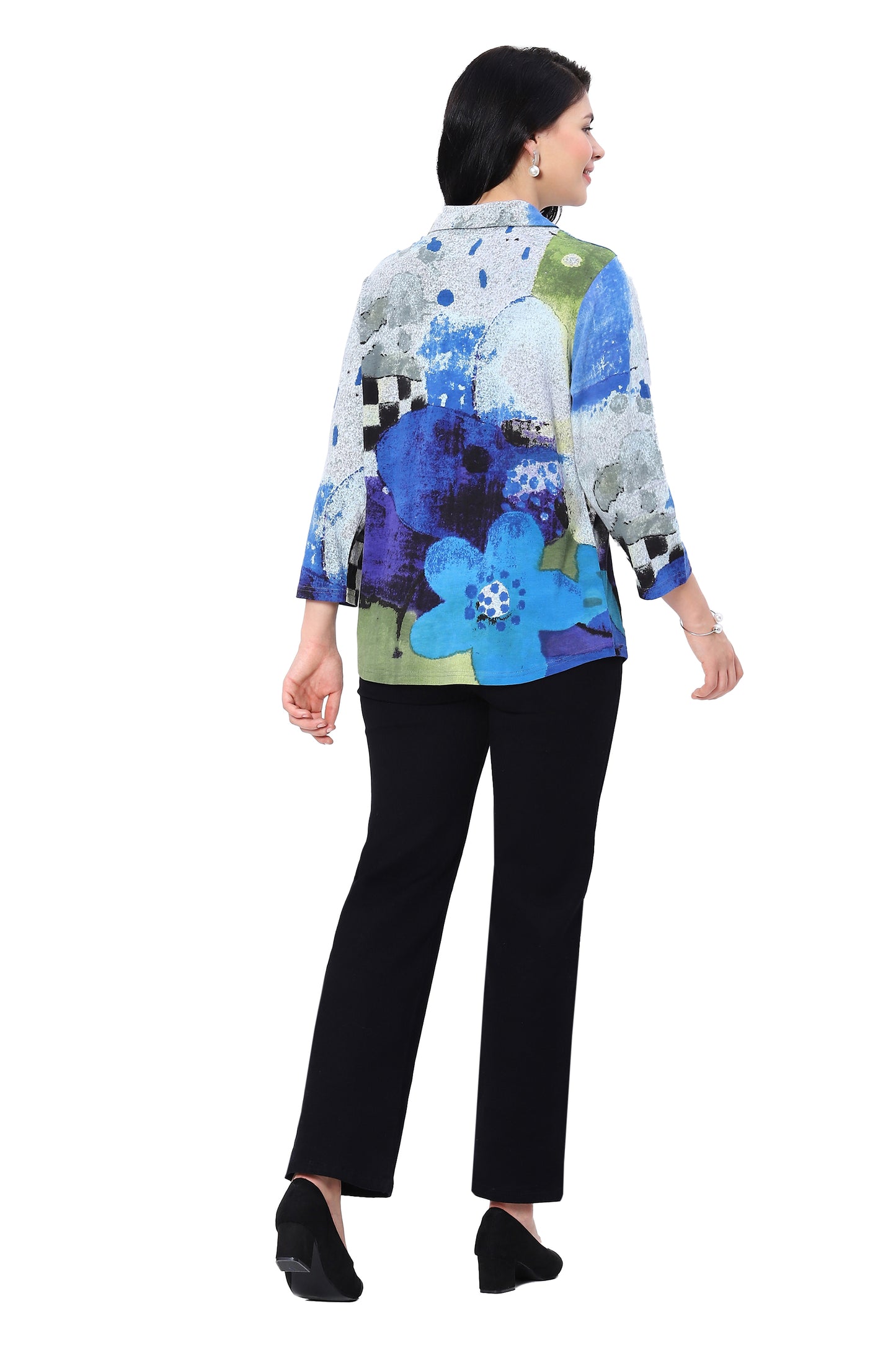Parsley & Sage Plus Size Multi Print Kelsey Pullover Top 25W204C2P
