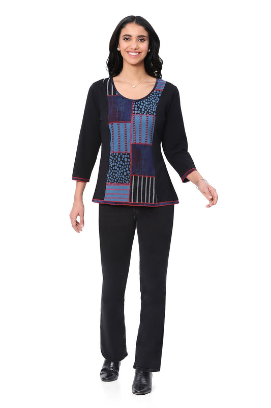 Parsley & Sage Plus Size Black/Blue Ocean Top 25W208C5P