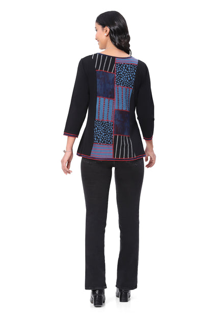 Parsley & Sage Plus Size Black/Blue Ocean Top 25W208C5P