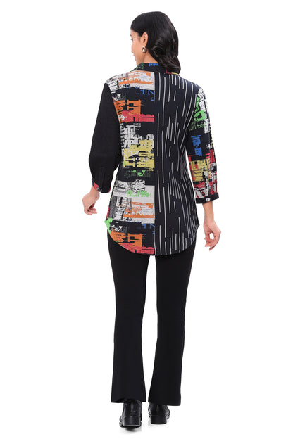 Parsley & Sage Plus Size Multi Block Color Katherine Shirt 25W225GP