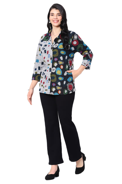 Parsley & Sage Plus Size Multi Onyx Button Front Shirt 25W265GP