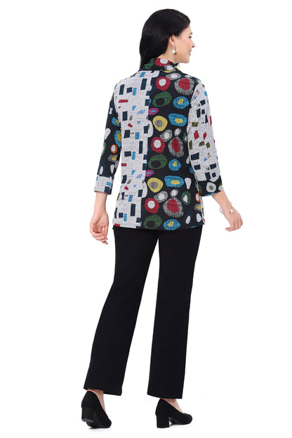 Parsley & Sage Plus Size Multi Onyx Button Front Shirt 25W265GP