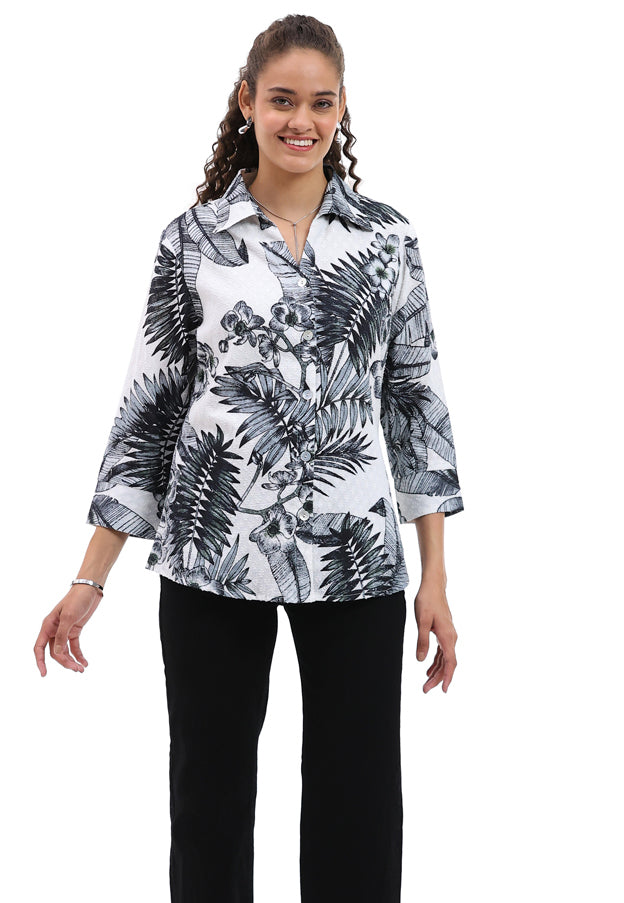 Parsley & Sage Black/White Printed Button Front Shirt 26T05GP