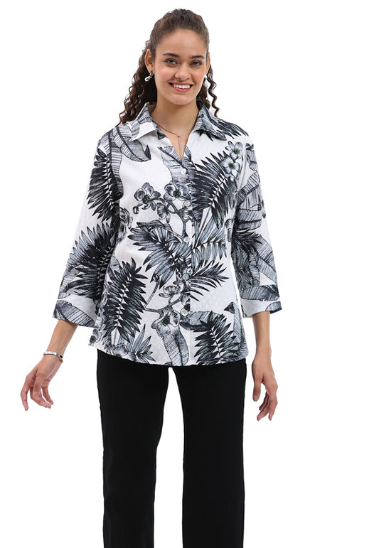 Parsley & Sage Black/White Printed Button Front Shirt 26T05GP