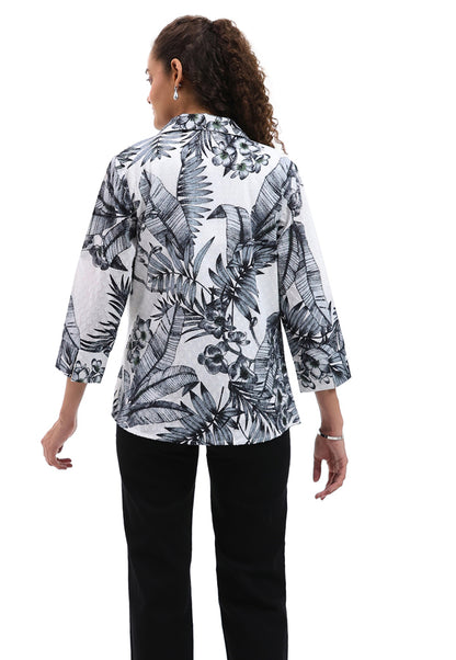 Parsley & Sage Black/White Printed Button Front Shirt 26T05GP