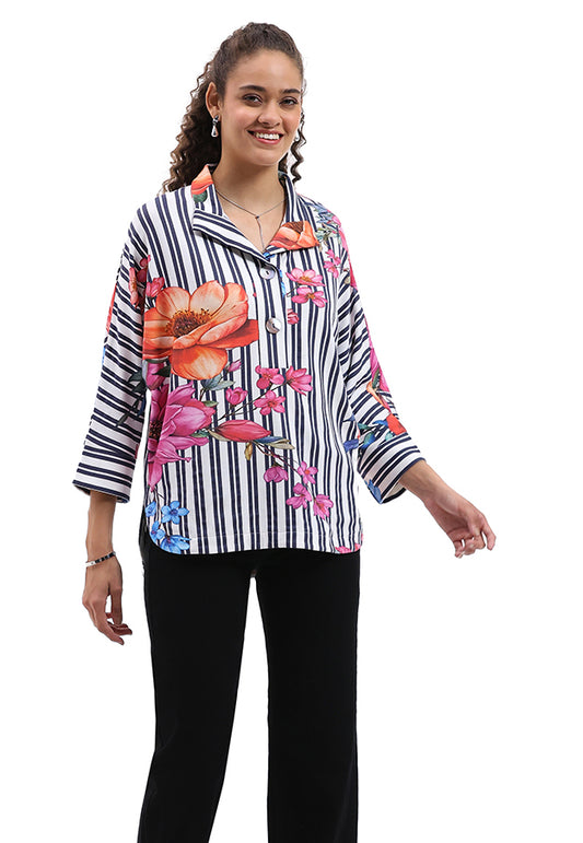 Parsley & Sage Multi Printed Sunny Pullover Top 26T59C4P