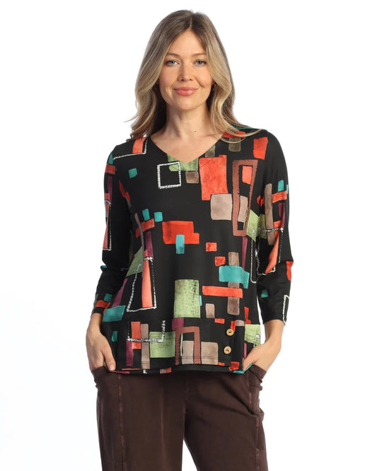 Jess & Jane Multi Printed Urbana Shirt 27-2233X