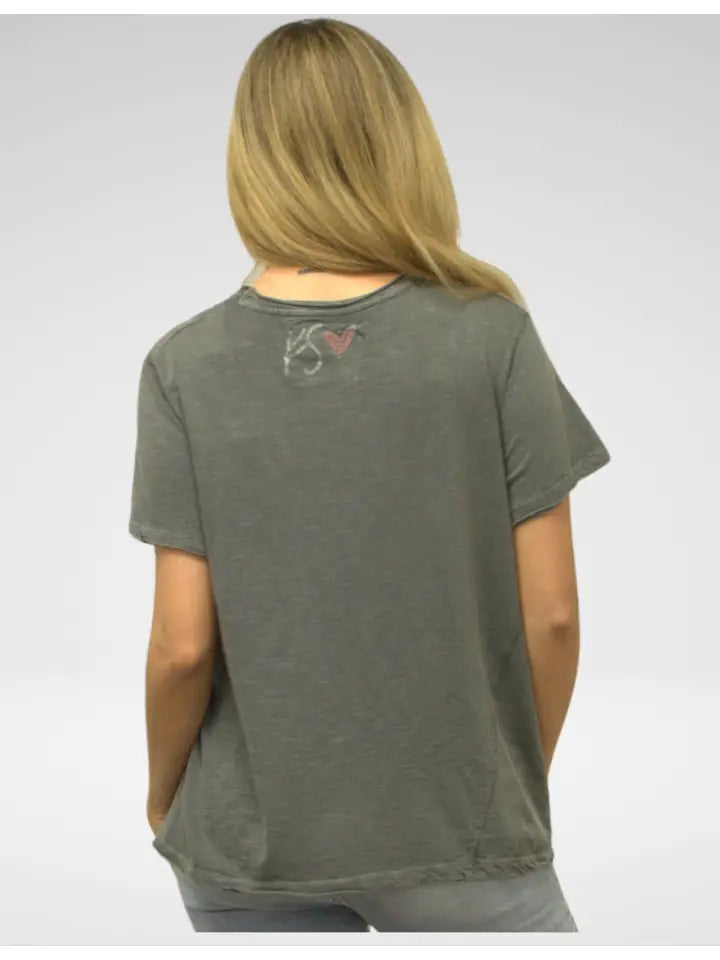 Caite & Klya Plus Size Dark Grey Butterfly Tee KSBHC45