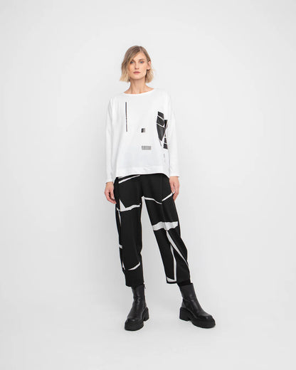 Ozai Black/White Mirrors Pull On Pant 755296