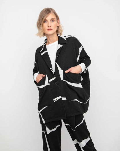 Ozai Black/White Mirrors Oversized Button Jacket 755300