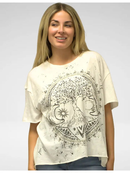 Caite & Kyla Plus Size White Uma Tee KSBHC37