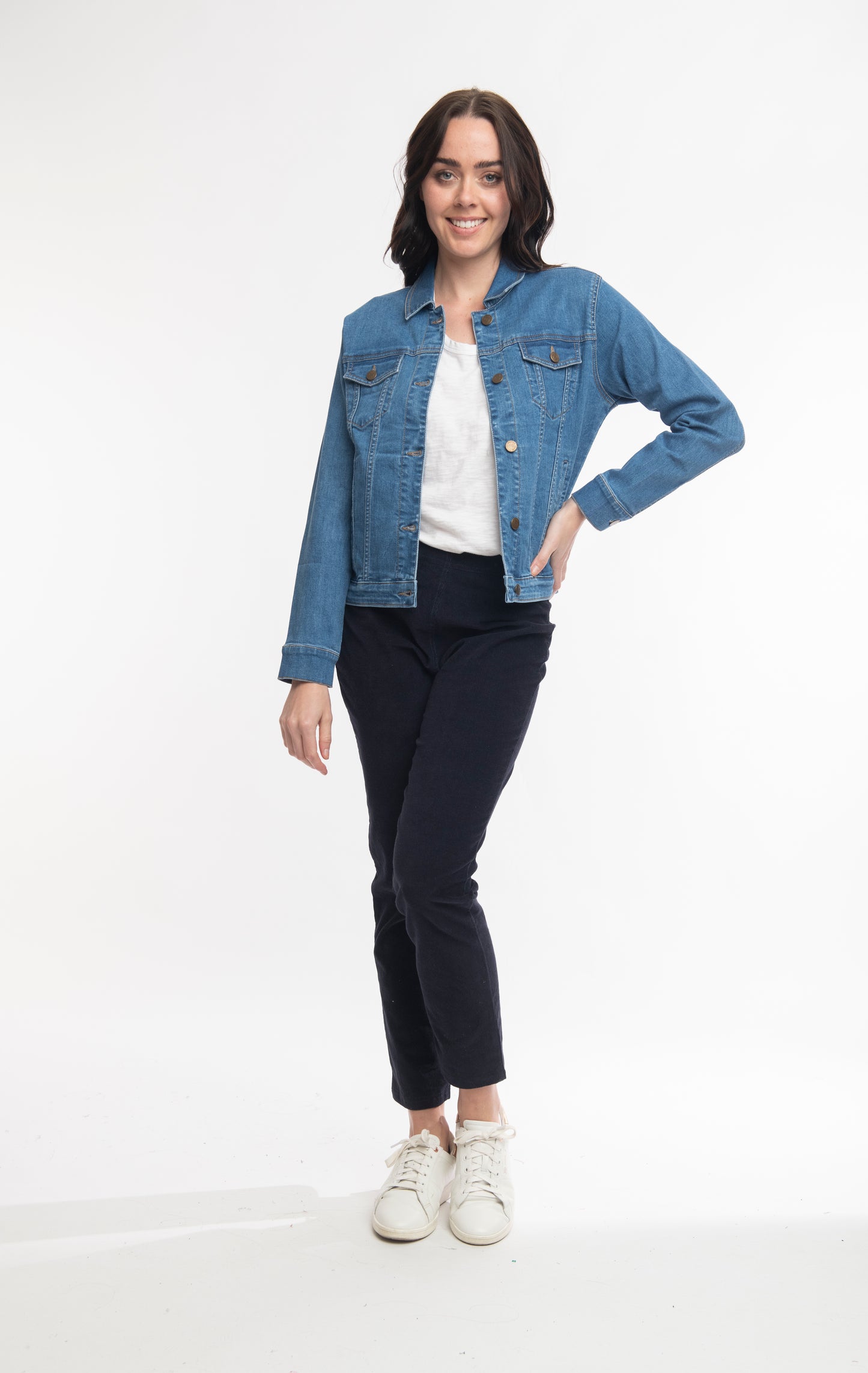 Orientique Plus Size Denim Button Front Jacket 9617