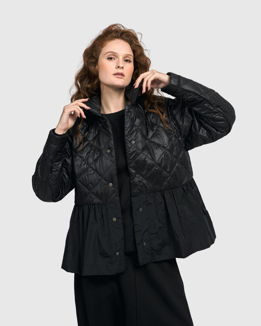 Alembika/Urban Black Quilted Peplum Jacket UJ416B