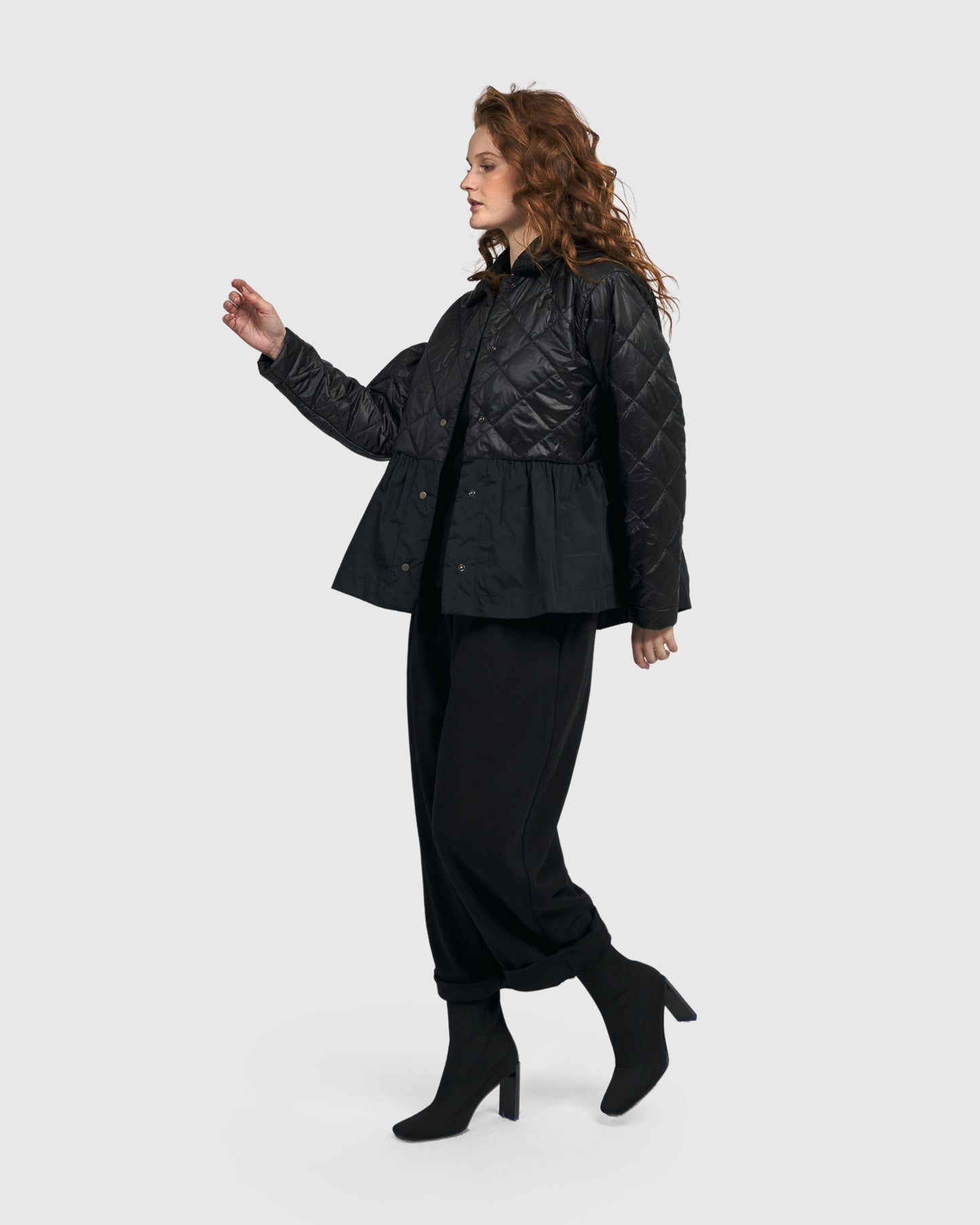 Alembika/Urban Black Quilted Peplum Jacket UJ416B