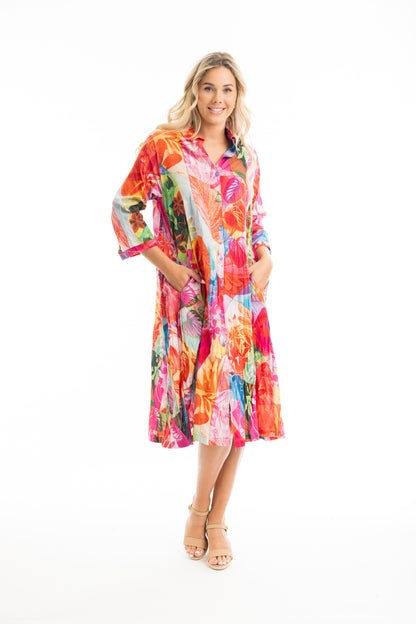 Orientique Plus Size Jozani Crinkle Button Front Dress 30060