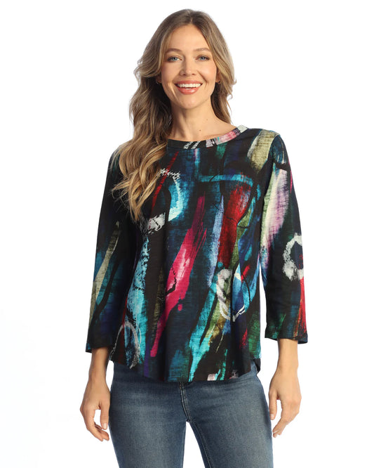 Jess & Jane Plus Size Multi Windsor Modal Top KM1-2122X