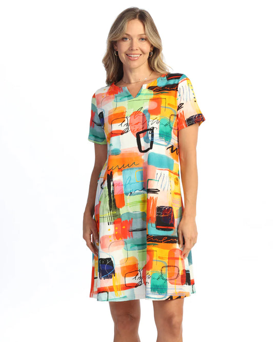 Jess N Jane Multi Modernist Cotton Dress KS4-2113X