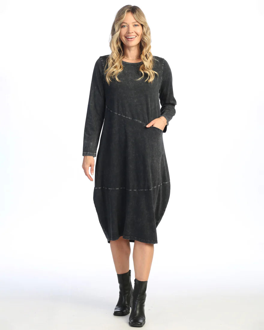 Jess & Jane Plus Size Black Mineral Washed Cotton Dress M123X