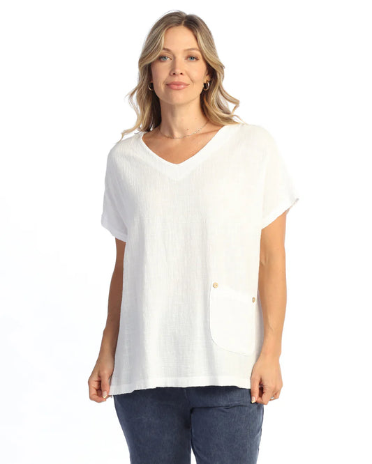 Jess N Jane White Mineral Gauze Top M135X