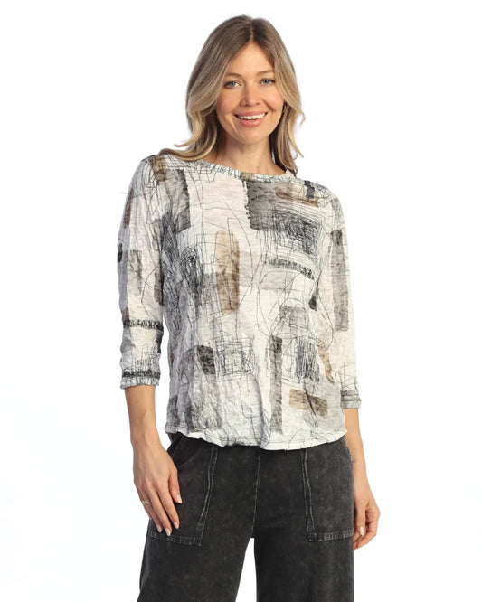 Jess & Jane Scribbles Crinkle Pullover Top SC4-2269X