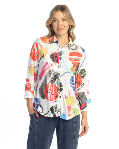 Jess & Jane Plus Size Multi Estella Shirt SG1-2073X