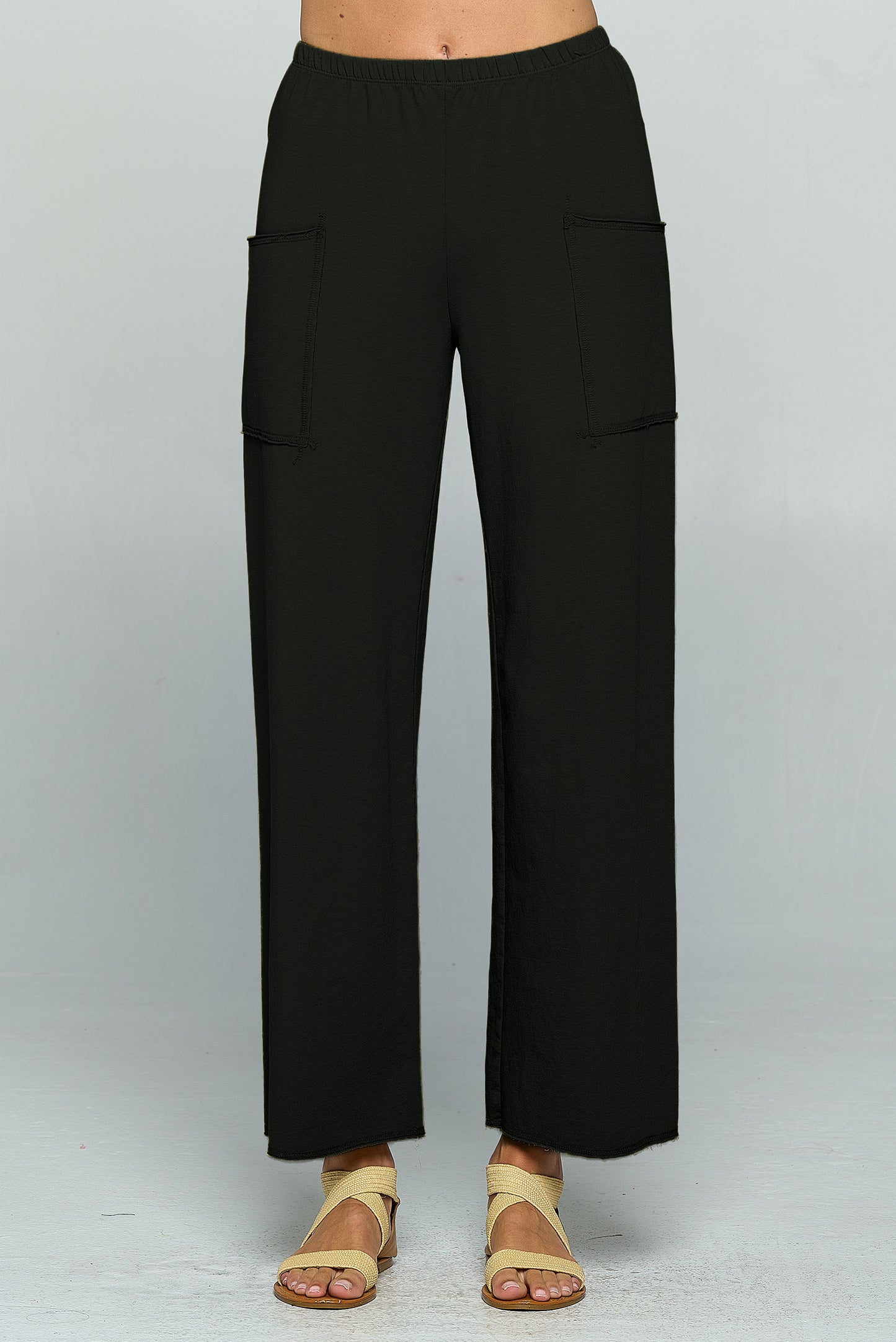 Cotton Lani Plus Size Black Pocket Pant ST412