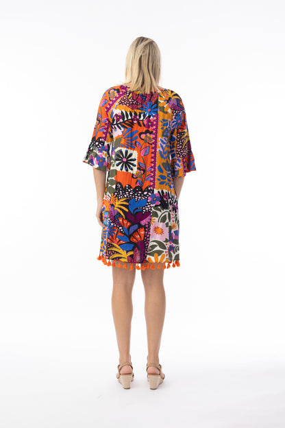 Orientique Salvador Printed Tassel Dress 81324