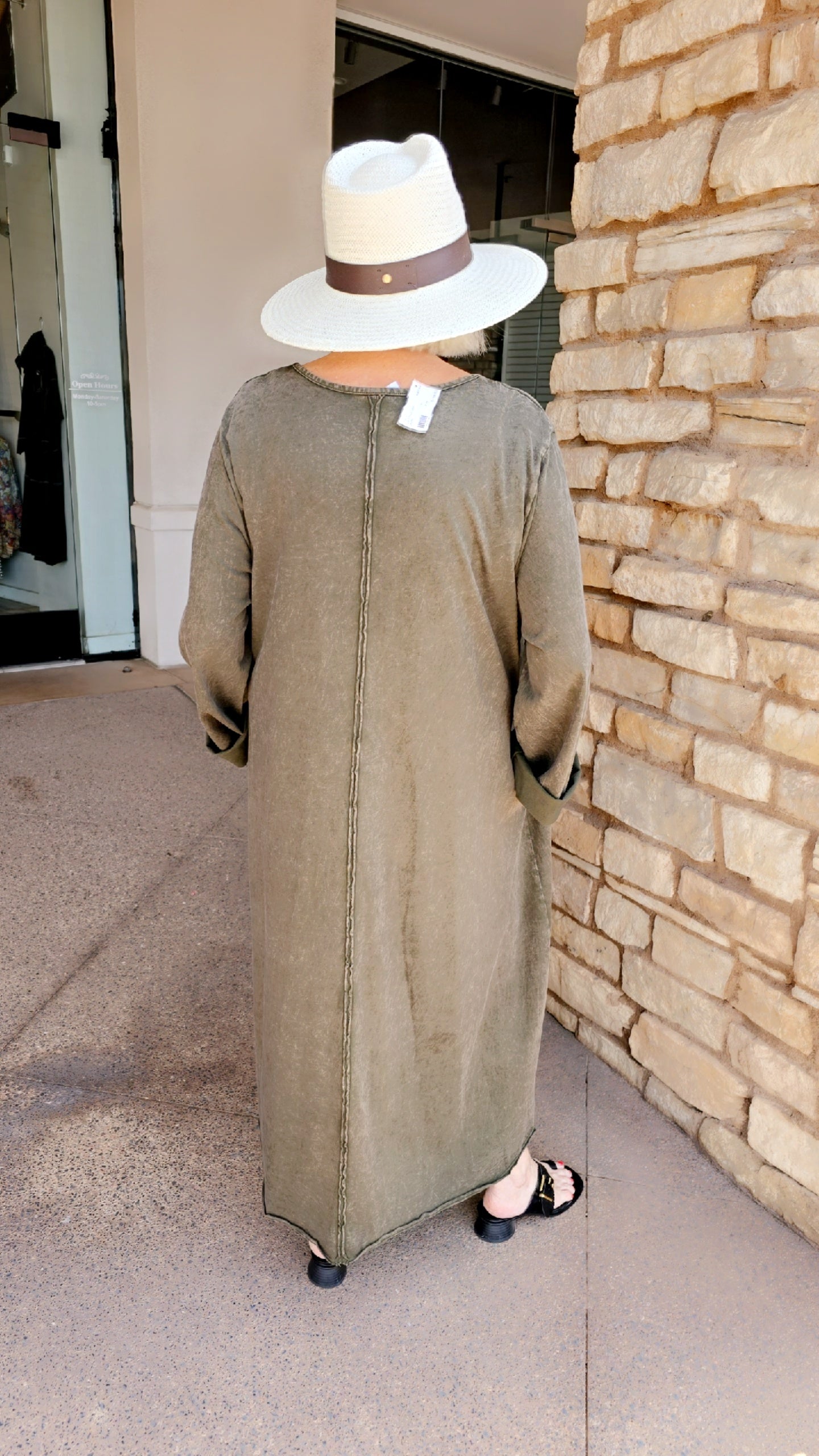 Cotton Lani Plus Size Olive Cotton High Low Pullover Dress J736