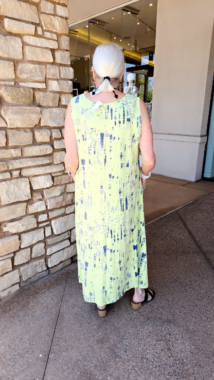 Cotton Lani Limeade Sleeveless Pocket Dress MX7499