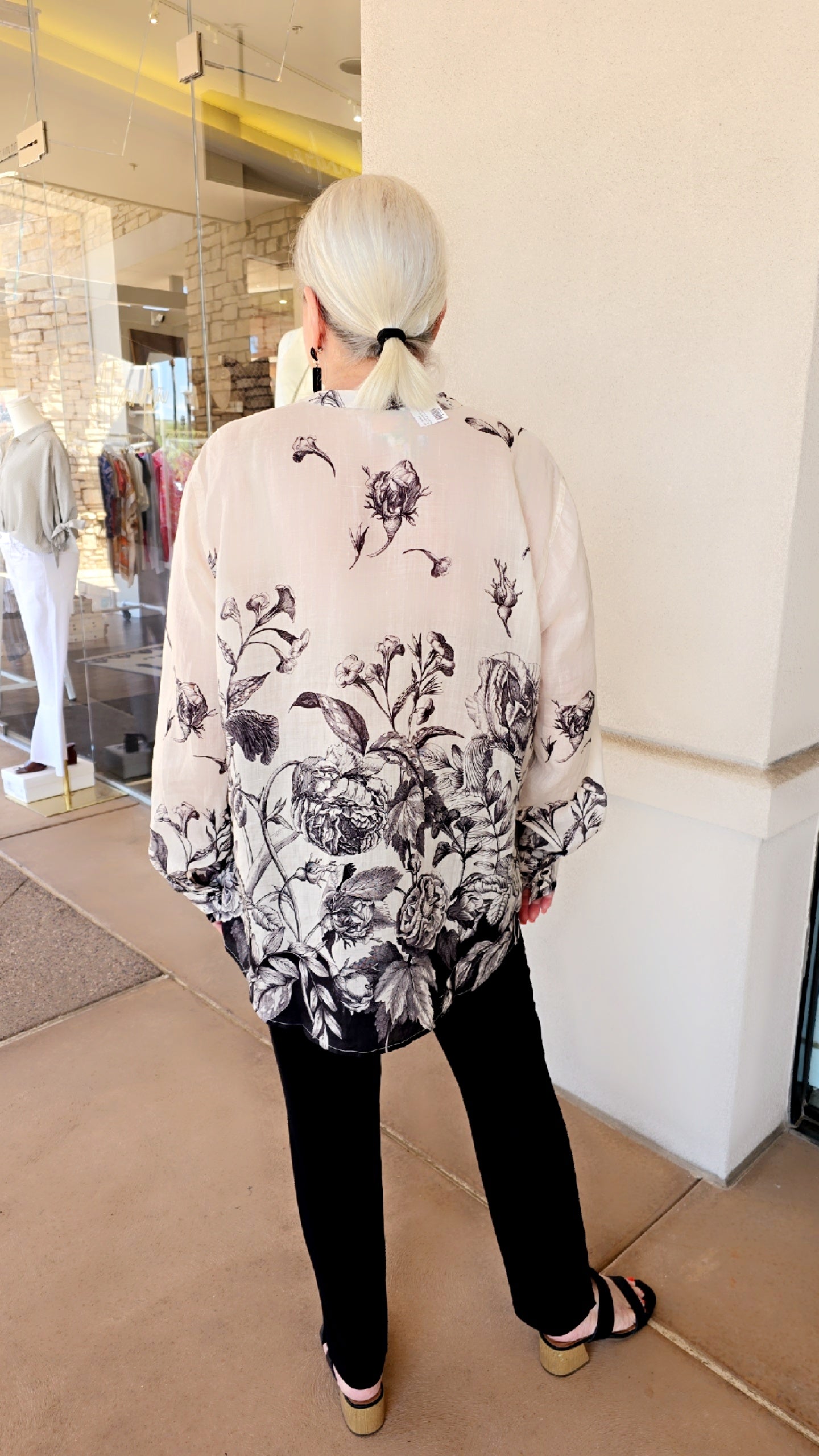 Johnny Was White/Black Ruffle Cuff Virelle Blouse W12526-6