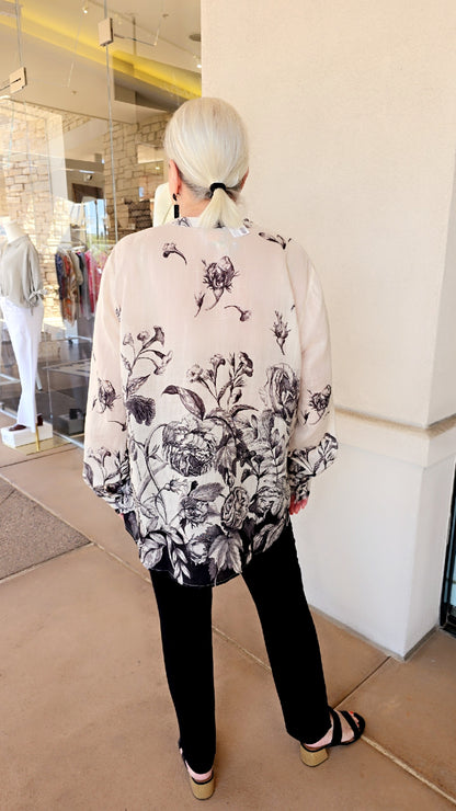 Johnny Was White/Black Ruffle Cuff Virelle Blouse W12526-6