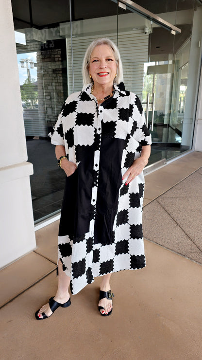 Vanite Couture Black/White Button Front Dress 3629