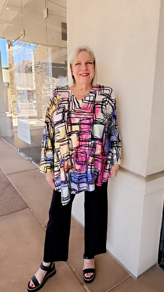Et' Lois Plus Size Multi Printed Moon Top C3112-1242