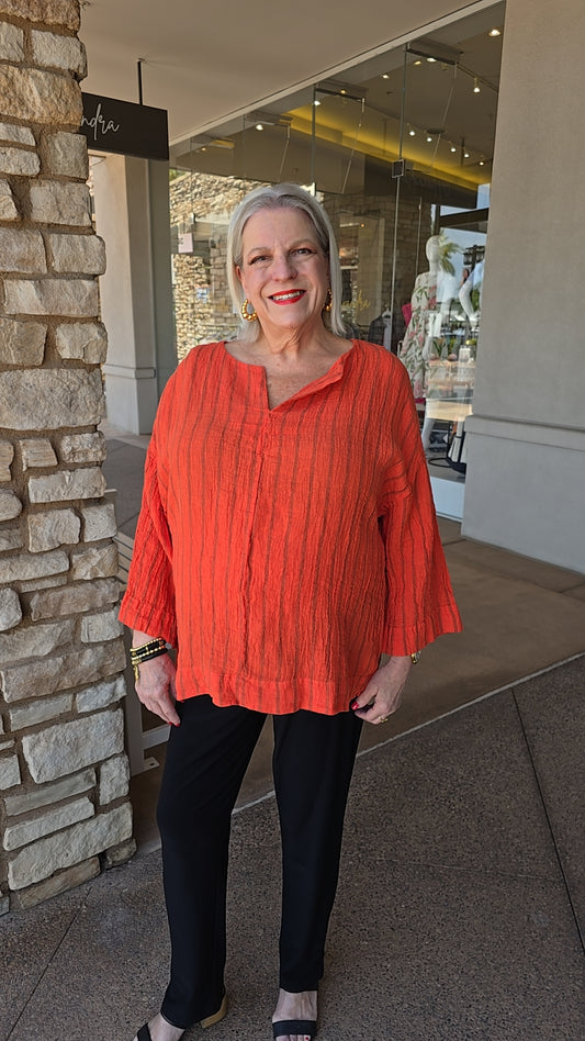 Cut Loose Tabasco Split Neck Pullover Crinkle Top 4616639