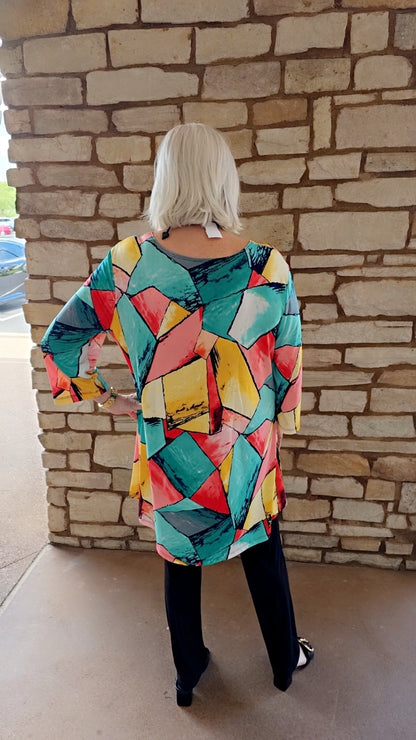 Caribe Plus Size Printed High Low Tunic C1431P-24 270