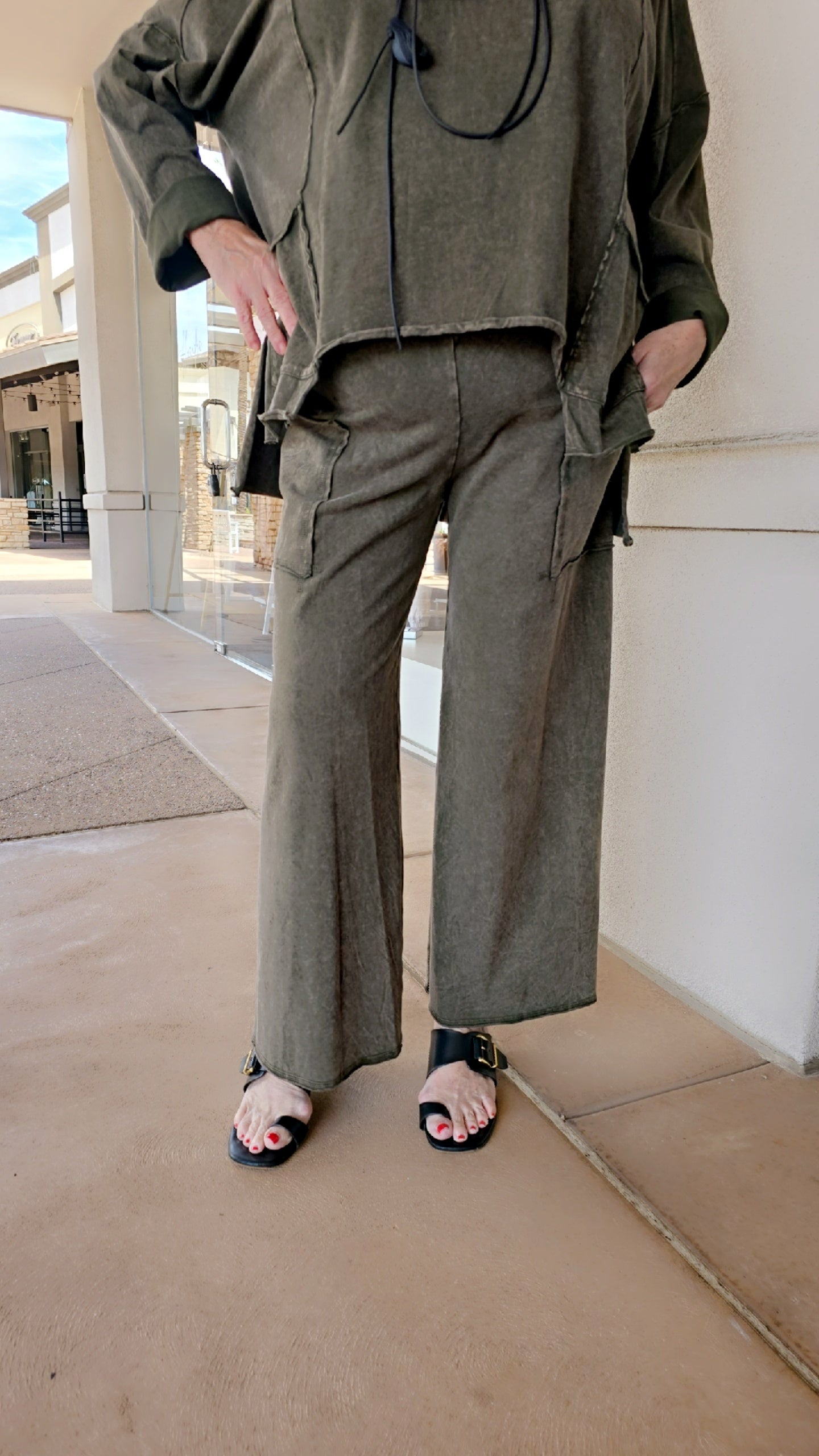 Cotton Lani Plus Size Olive Large Pocket Pant ST410