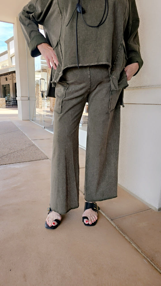 Cotton Lani Plus Size Olive Large Pocket Pant ST410