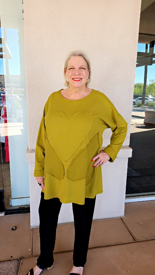 Transparente Olive Love Heart Pullover Sweatshirt 1230