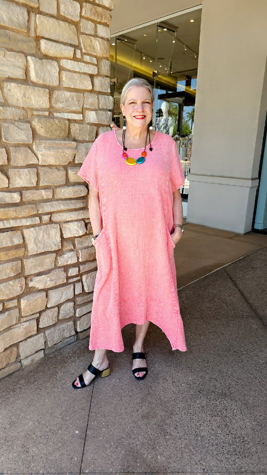 Cotton Lani Coral Cotton Pullover Dress G757-P